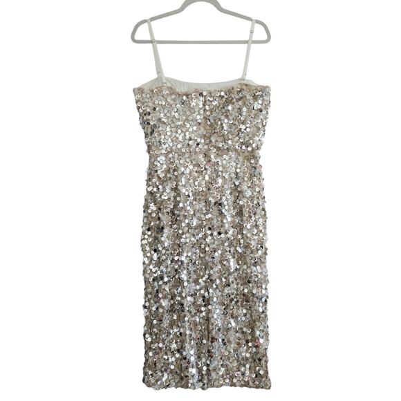 Dress The Population Viviana Silver Sequin Strapless Sheath Cocktail Dress Sz XL - Picture 4 of 14